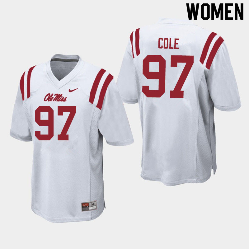 Women #97 Spencer Cole Ole Miss Rebels College Football Jerseys Sale-White